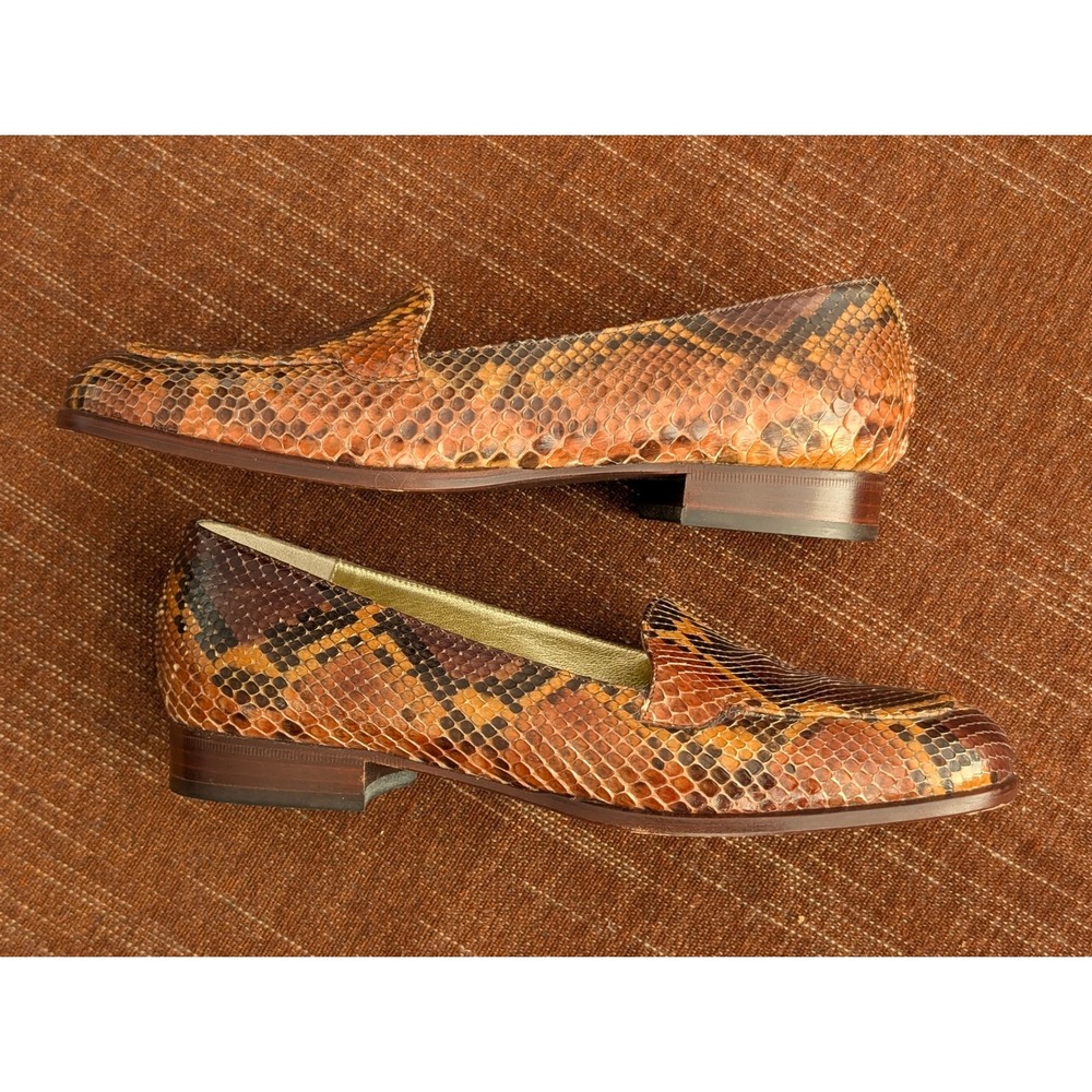 Bruno Magli Couture Snakeskin‎ Loafers Womens 6.5 B Italy Python Leather Flats - Picture 5 of 7